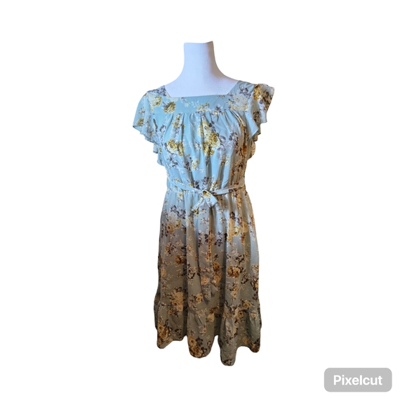 NWOT Size Medium Allegra K BluishGreen Floral Dress - Picture 3 of 7